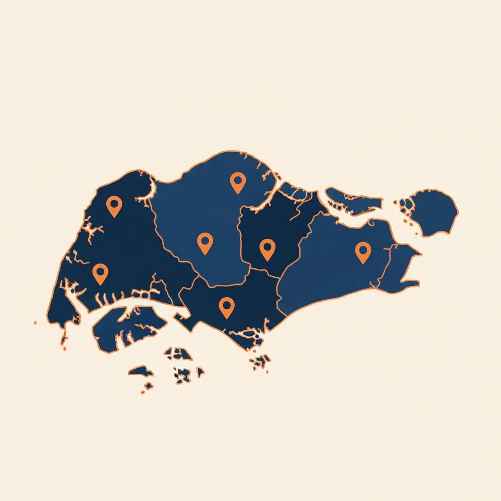 Map of Singapore showing the areas Handyman AZ SG covers